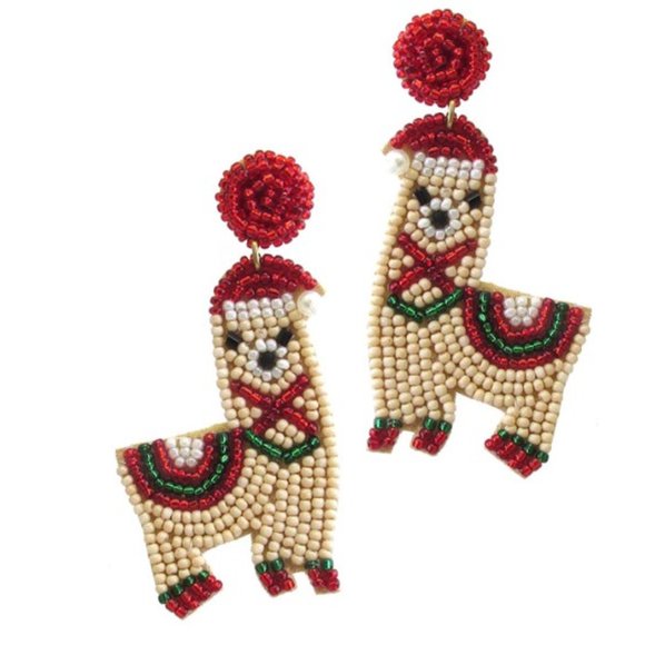 Christmas Llama Earrings - Picture 1 of 6